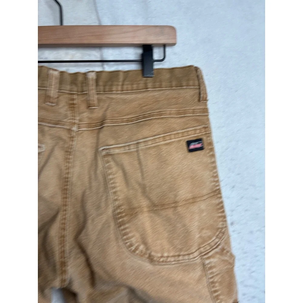 Genuine Dickies Mens Carpenter Pants Duck Brown Tan Utility Workwear 34x32 6404